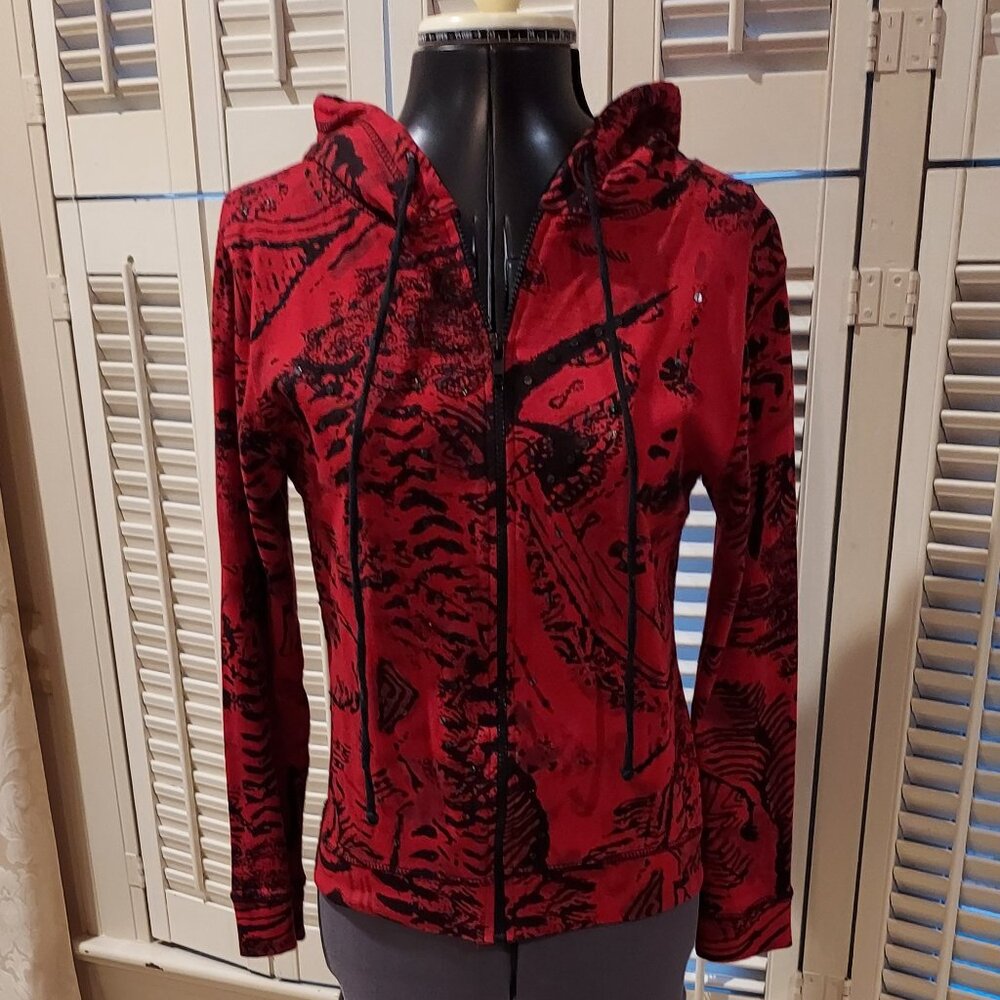 Sequined Red & Black Hoodie by Take Two Size PS